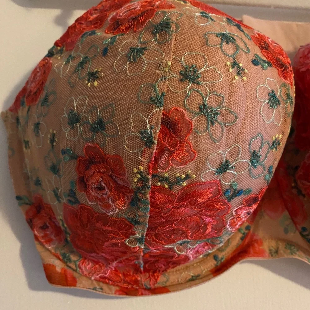 NWT Victoria's Secret Dream Angels Lace Underwire Red Floral Size 42DD